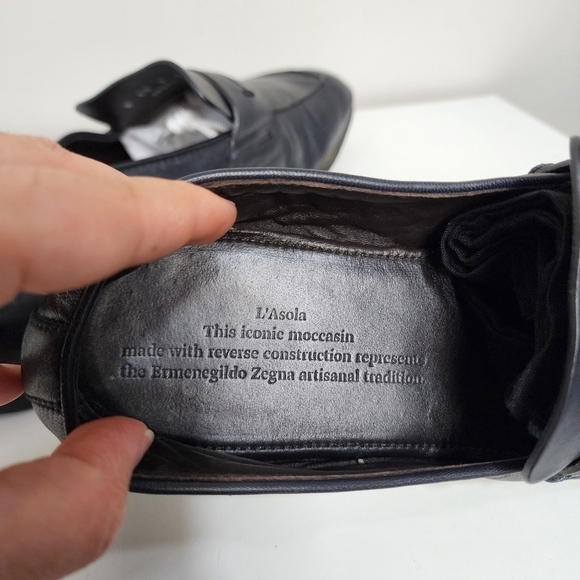 Zegna, deep navy blue leather size 9 - Picture 8 of 10